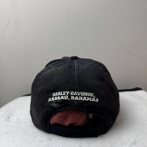 Harley-Davidson VTG Black Cap Embroidered Patch Big Logo Washed Biker Moto Y2K - Picture 6 of 12